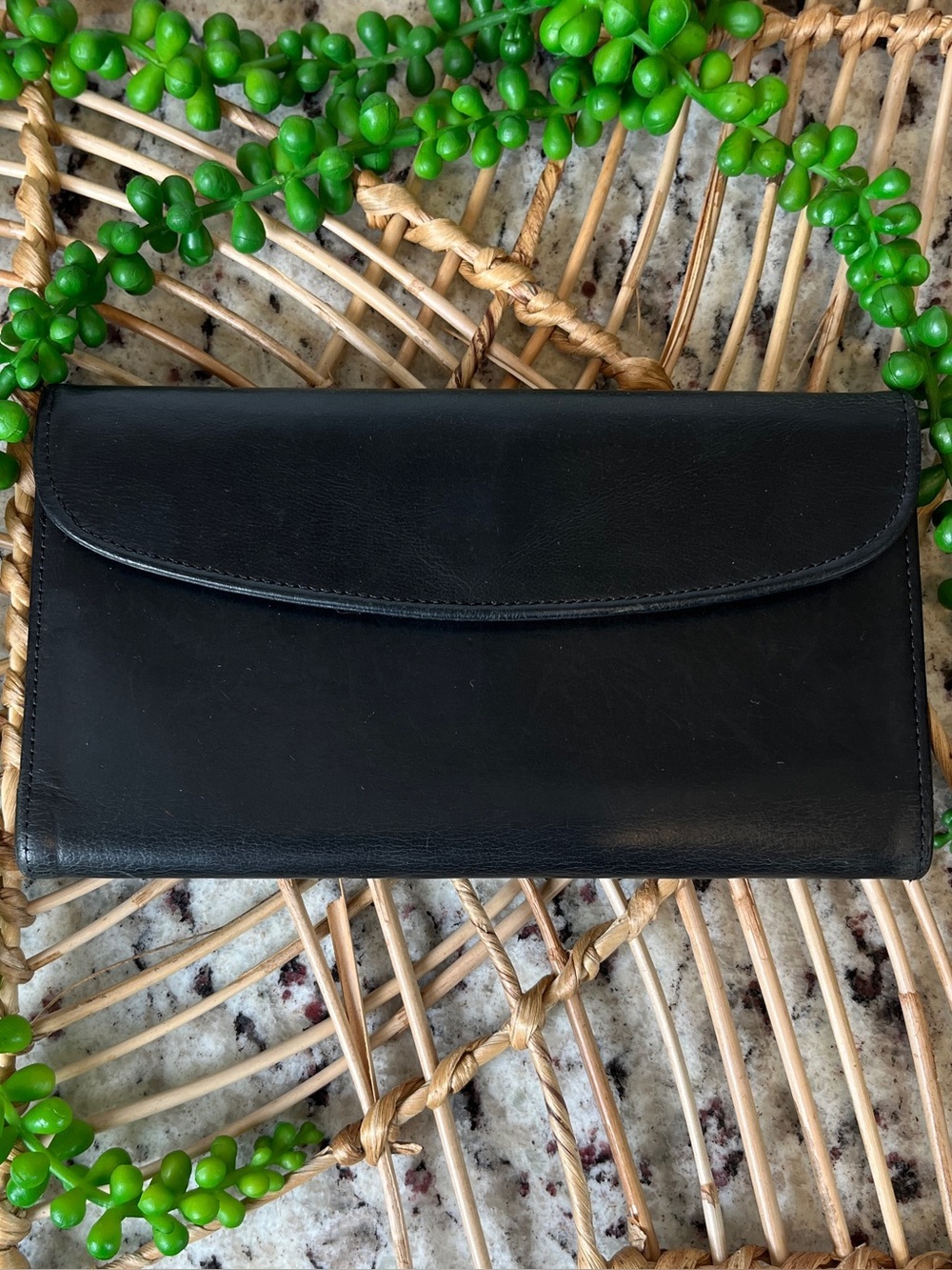 90’s Vintage Coach Black Leather Envelope Wallet